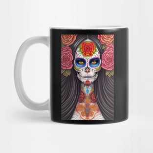 Woman in Sugar Skull Makeup - Mexican Sugar Skull Art Mug